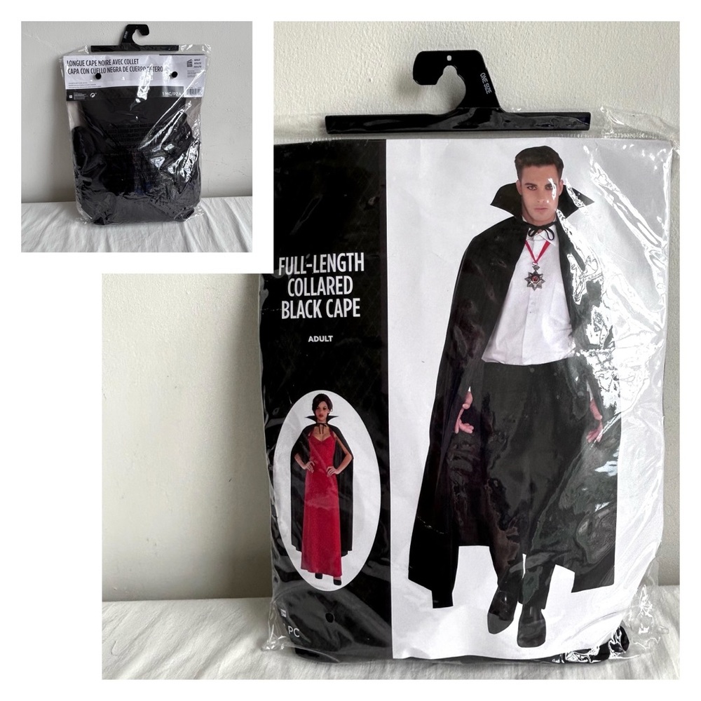 Amscan Full Length Collared Black Cape Halloween Costume